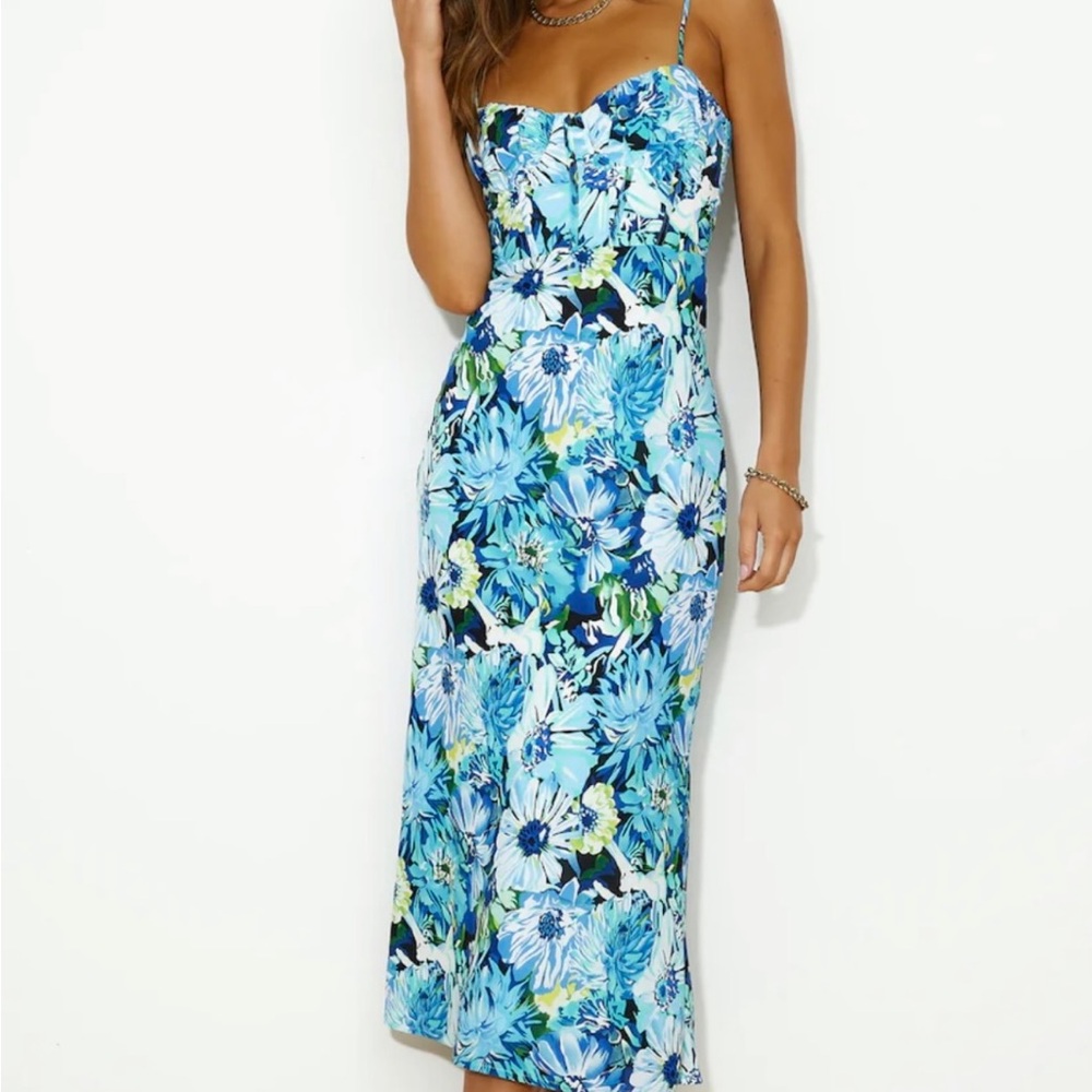 Hello Molly- Floral Blue Midi Dress- Size 6